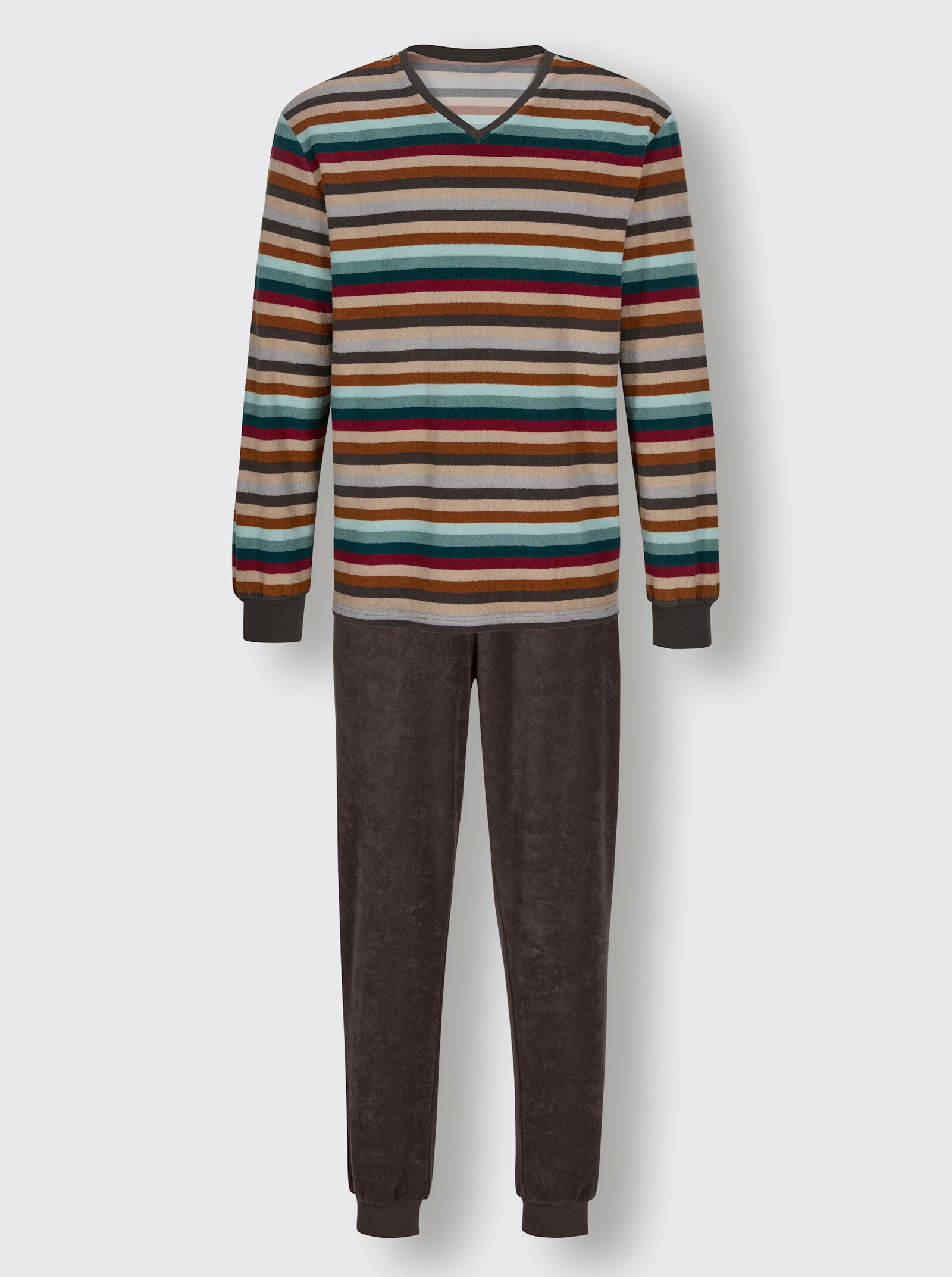 wäschepur men Schlafanzug - graphit-petrol-gestreift