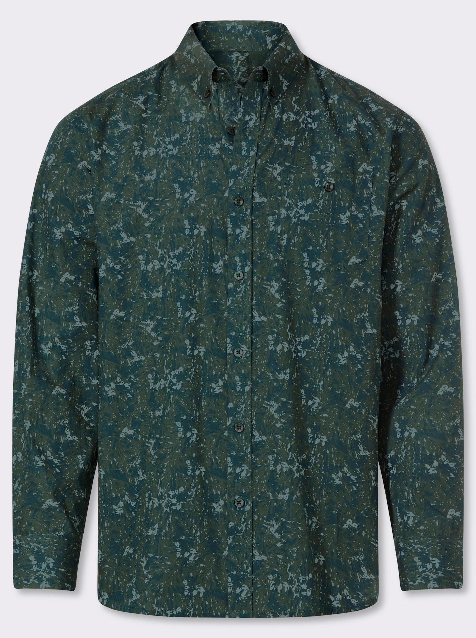 Marco Donati Langarmhemd mit Allover-Print - moos-gemustert