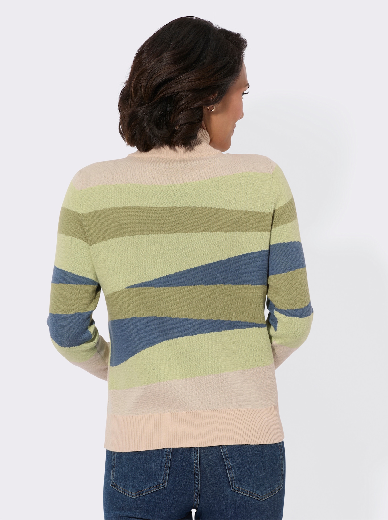 Jacquardpullover im Intarsien-Muster - schilf-gemustert