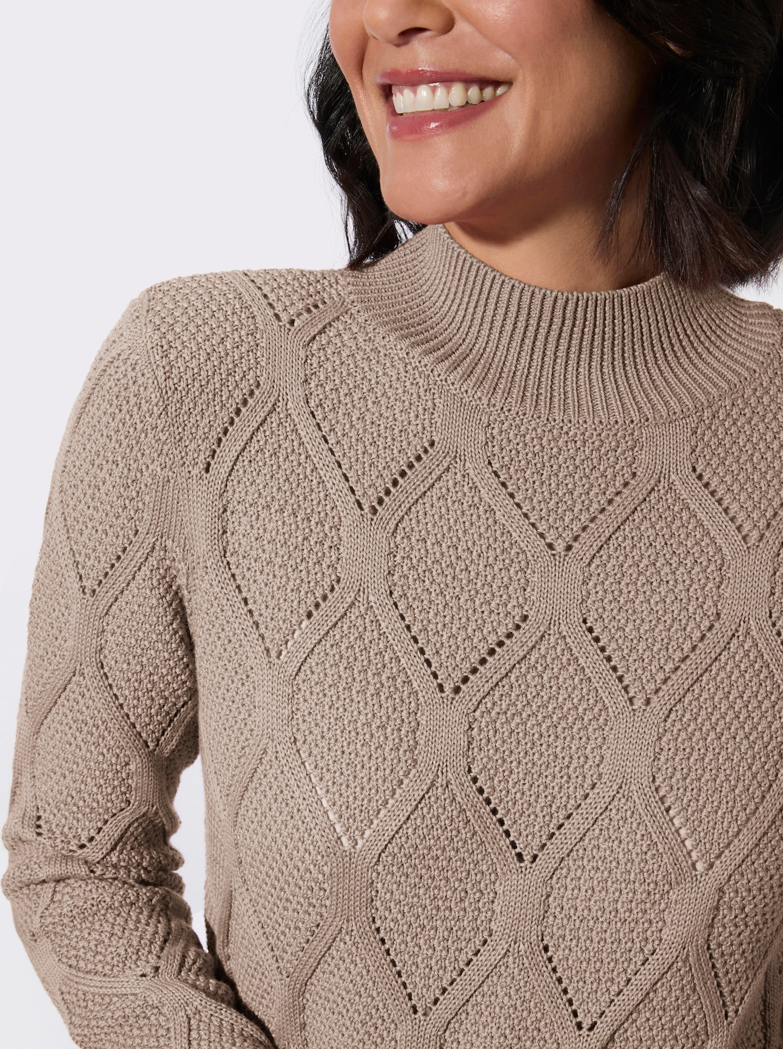 Stehkragenpullover - sesam