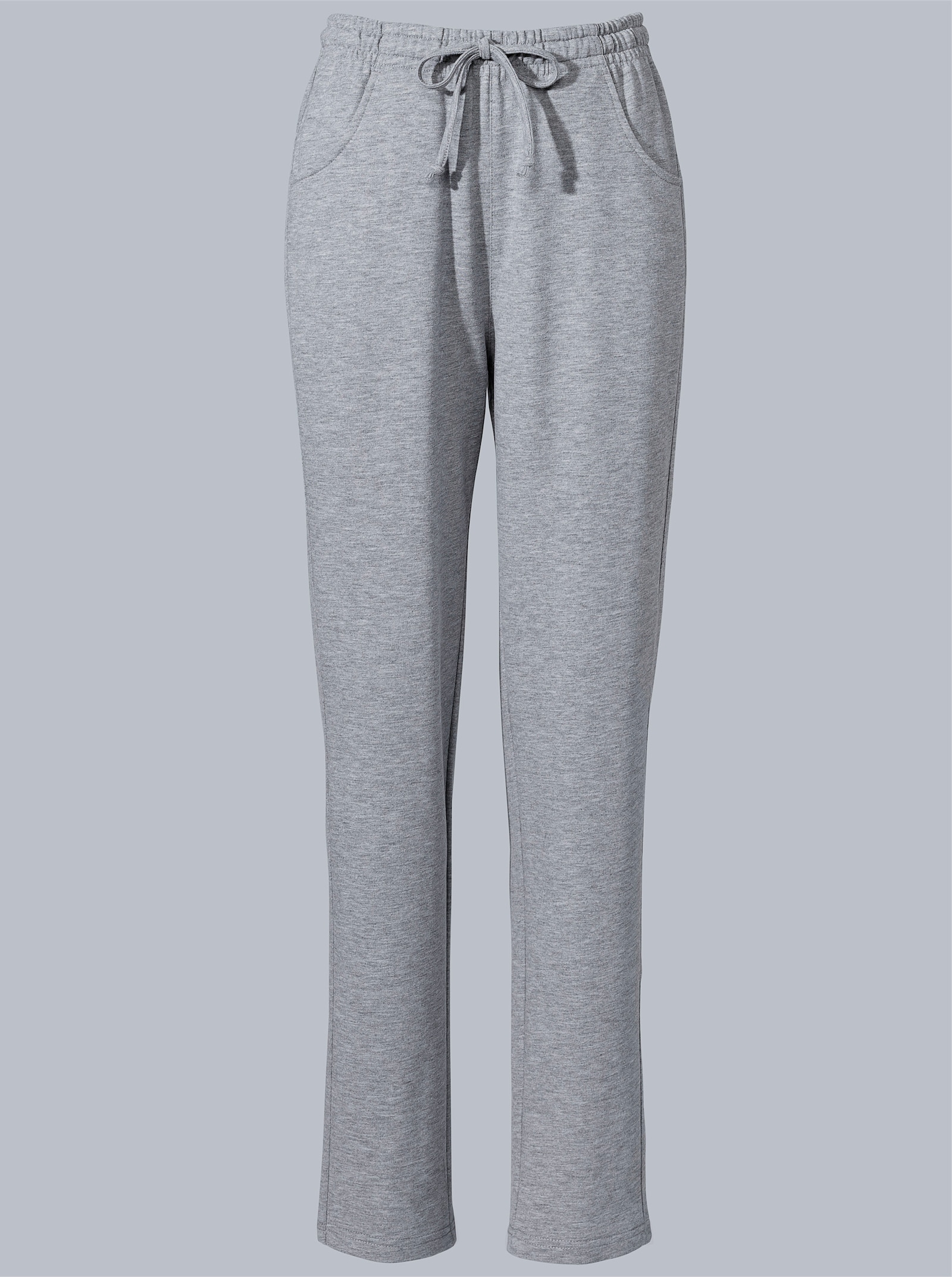 Jerseyhose mit Tunnelzug und Bindeband - grau-meliert