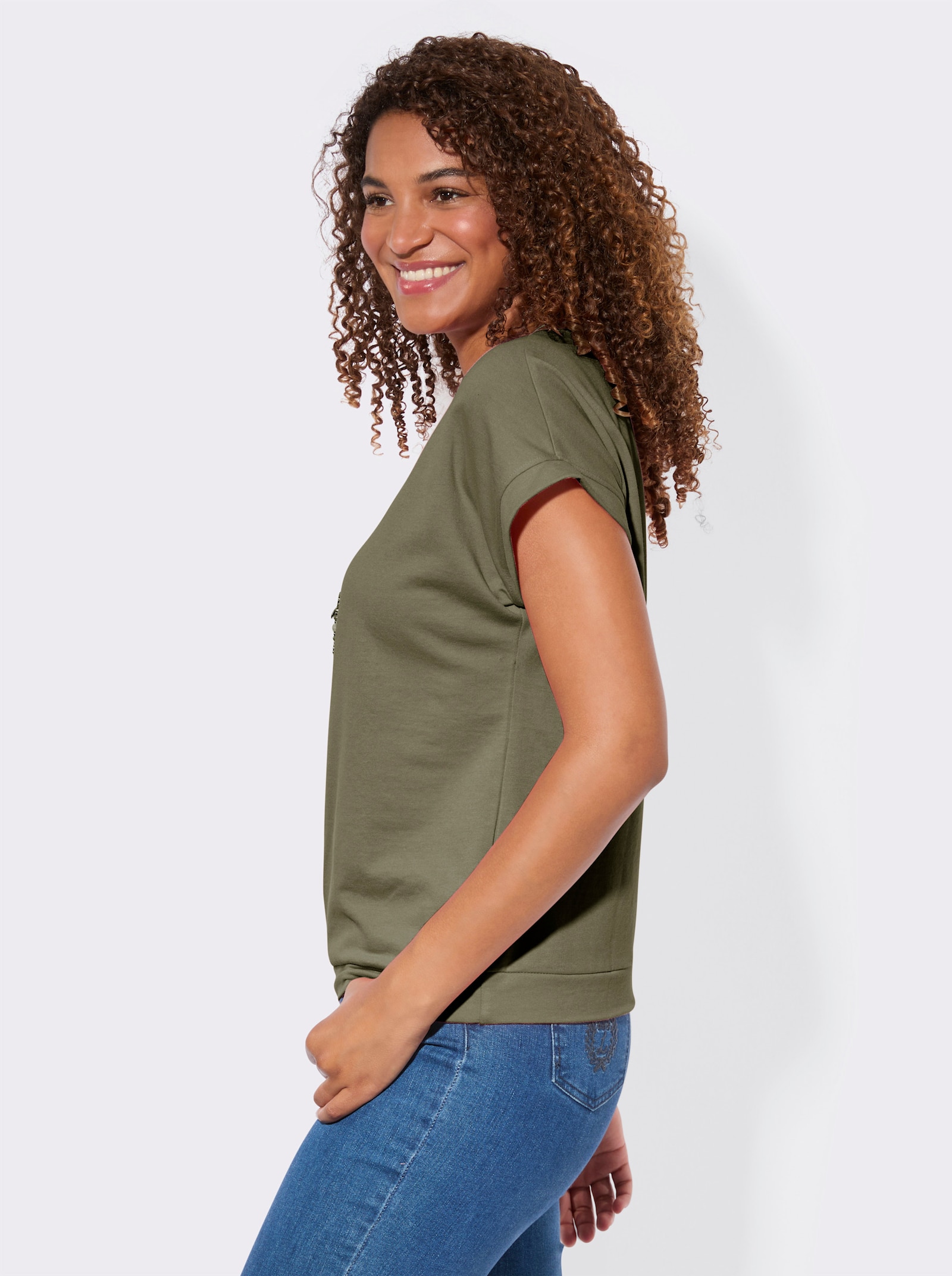 Sweatshirt im Baumwoll-Mix - khaki