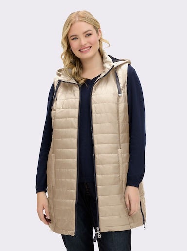 Longweste mit abnehmbarer Kapuze - beige