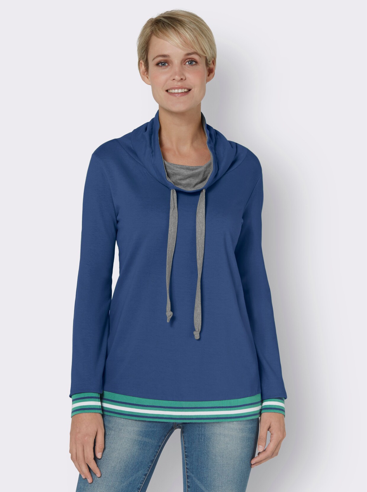 Langarmshirt - jeansblau