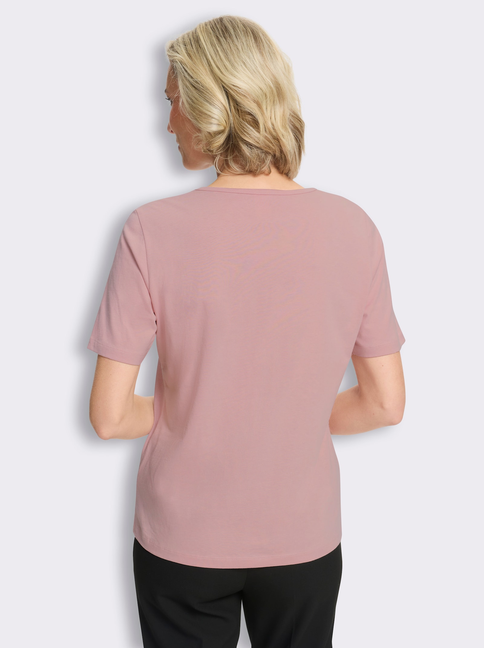 Shirt met korte mouwen en steentjesversiering - hortensia