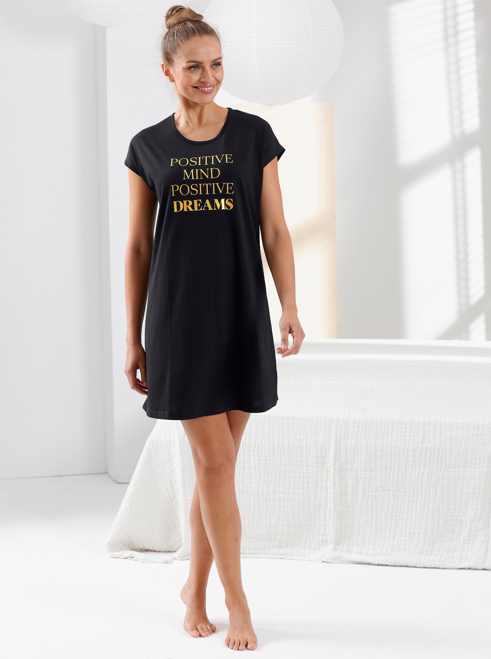 wäschepur Sleepshirts - schwarz + limone