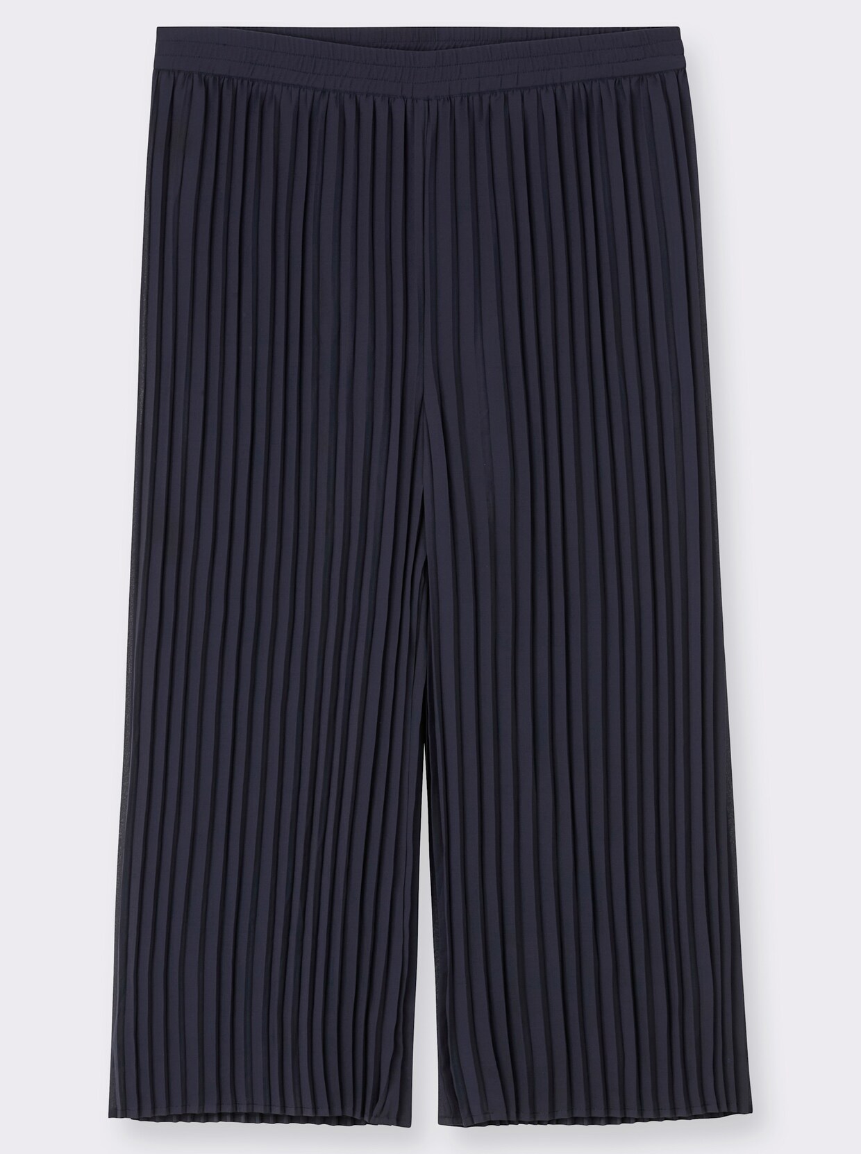 sheego Pantalon 7/8 à la qualité plissée fluide - bleu foncé