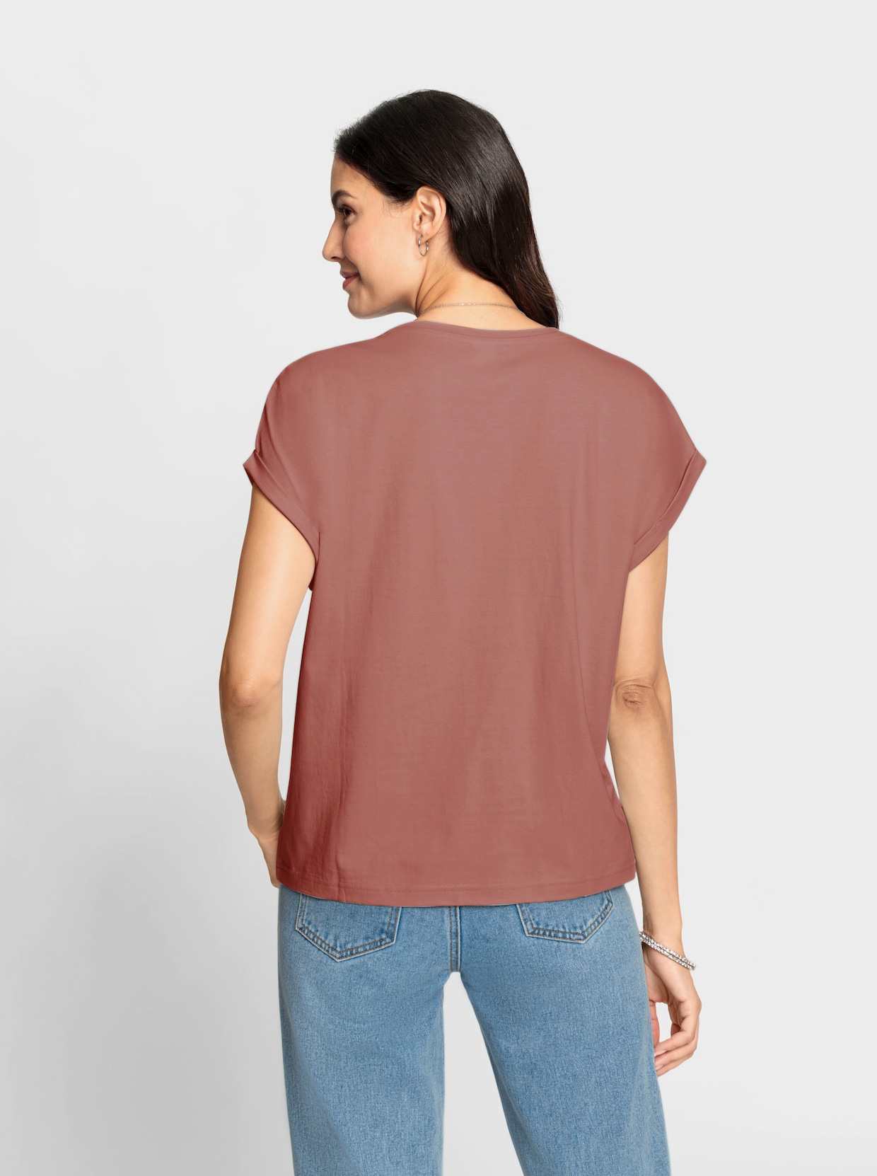 Shirt met ronde hals - rozenhout