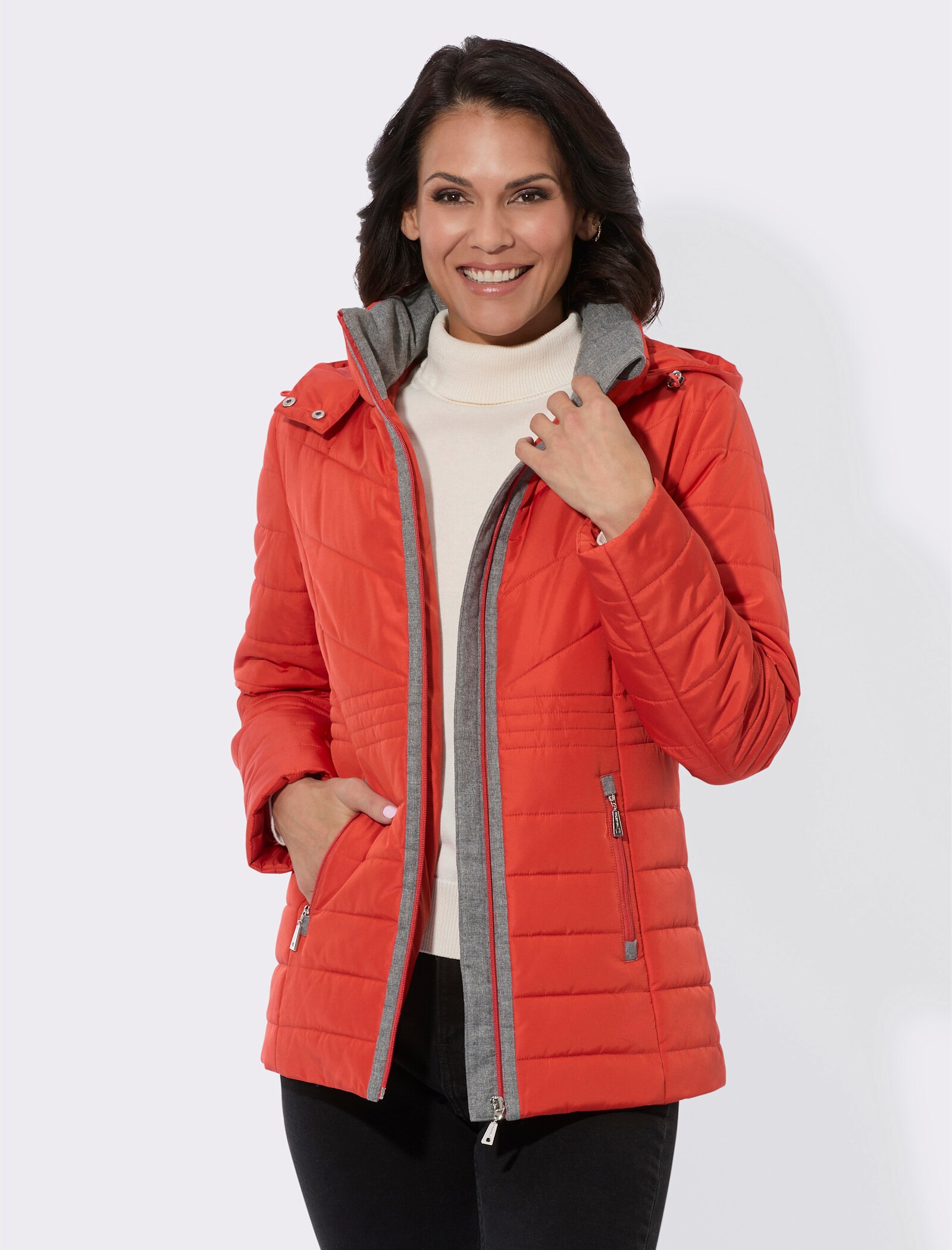 Steppjacke mit Flanell-Details - terra