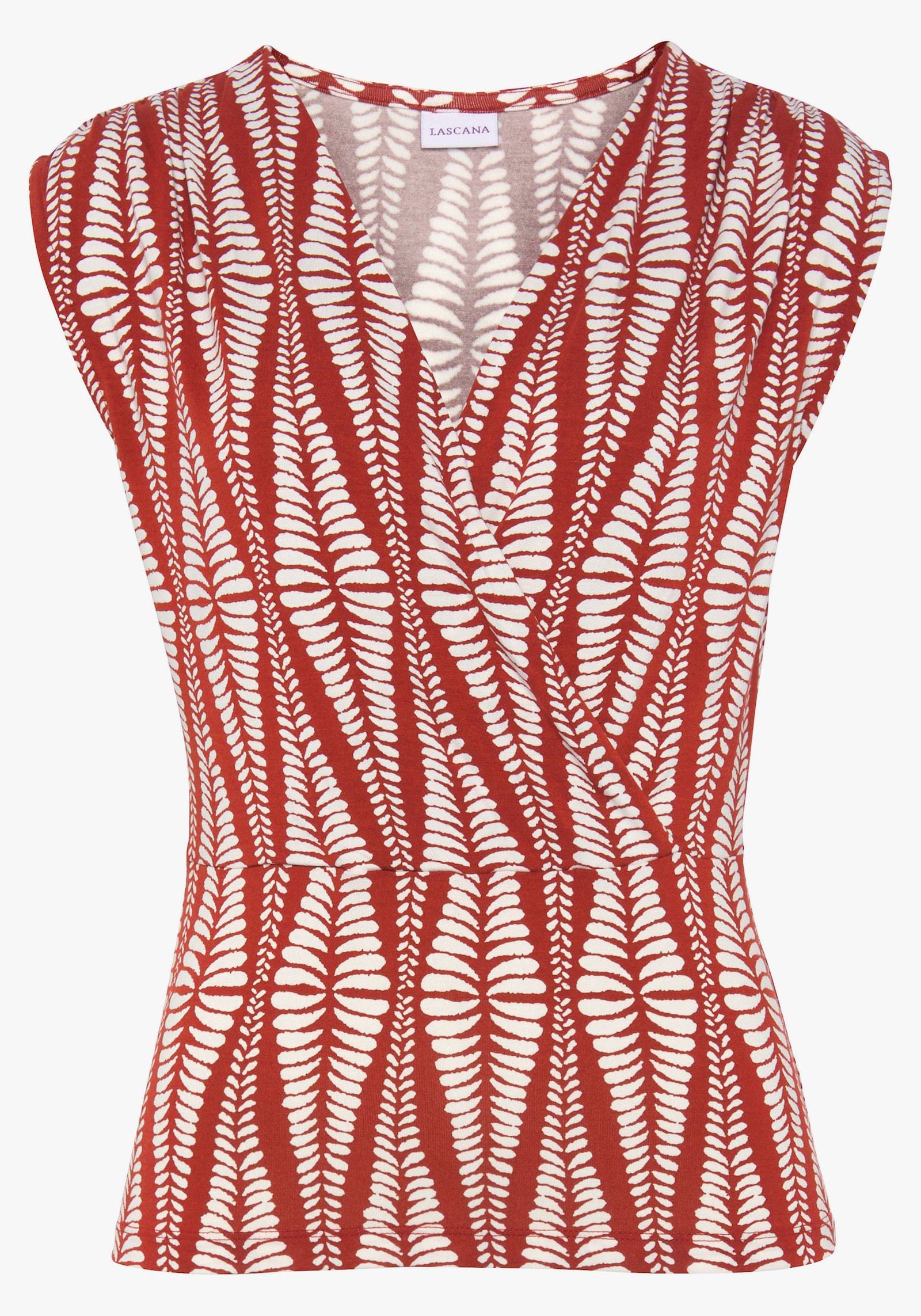 LASCANA Shirttop - terracotta/crème bedrukt
