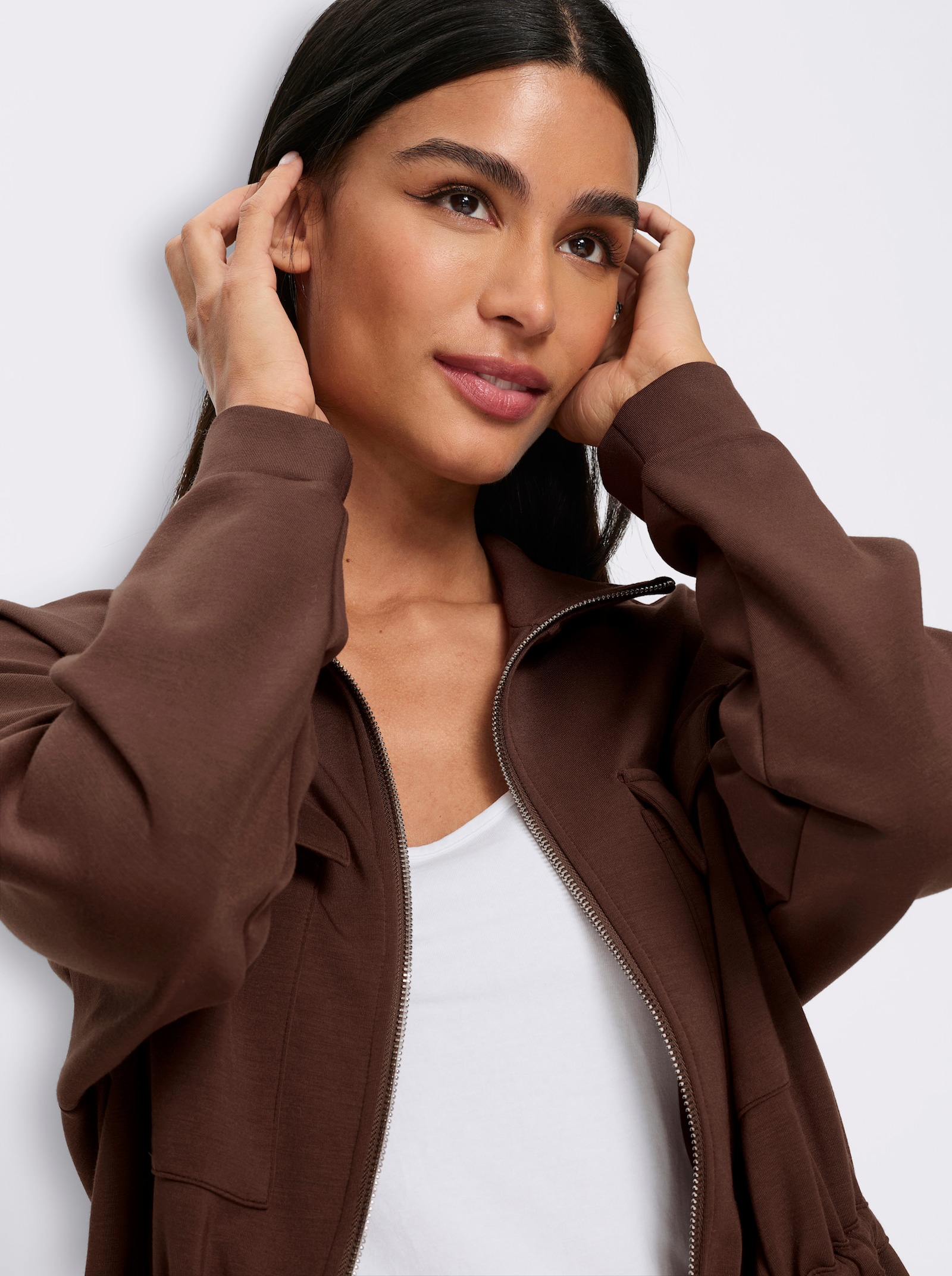 heine Jacke mit Tunnelzug in der Taille - schoko