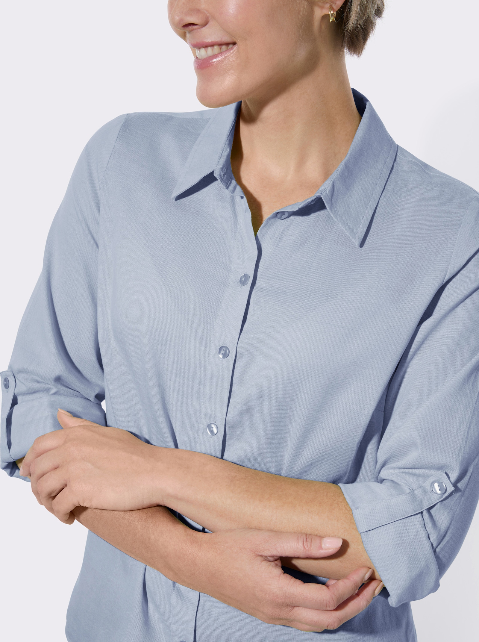 Hemdbluse in Melange-Optik - hellblau-meliert