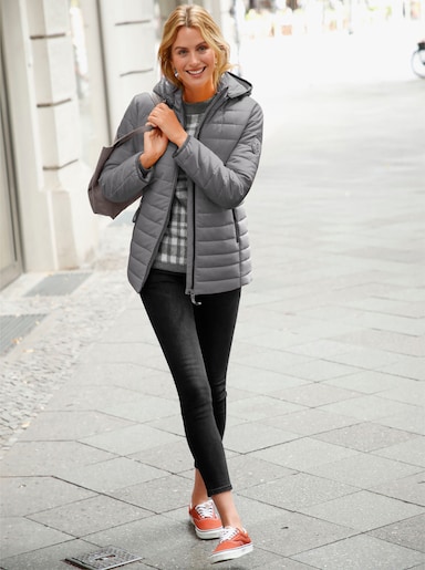 Steppjacke mit kontrastfarbenen Akzenten - grau