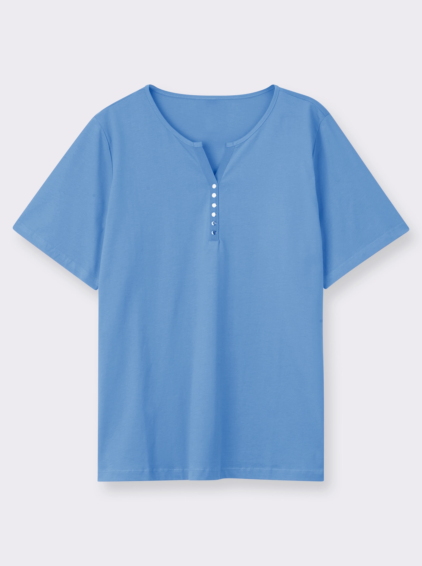 Kurzarmshirt aus reiner Baumwolle - himmelblau