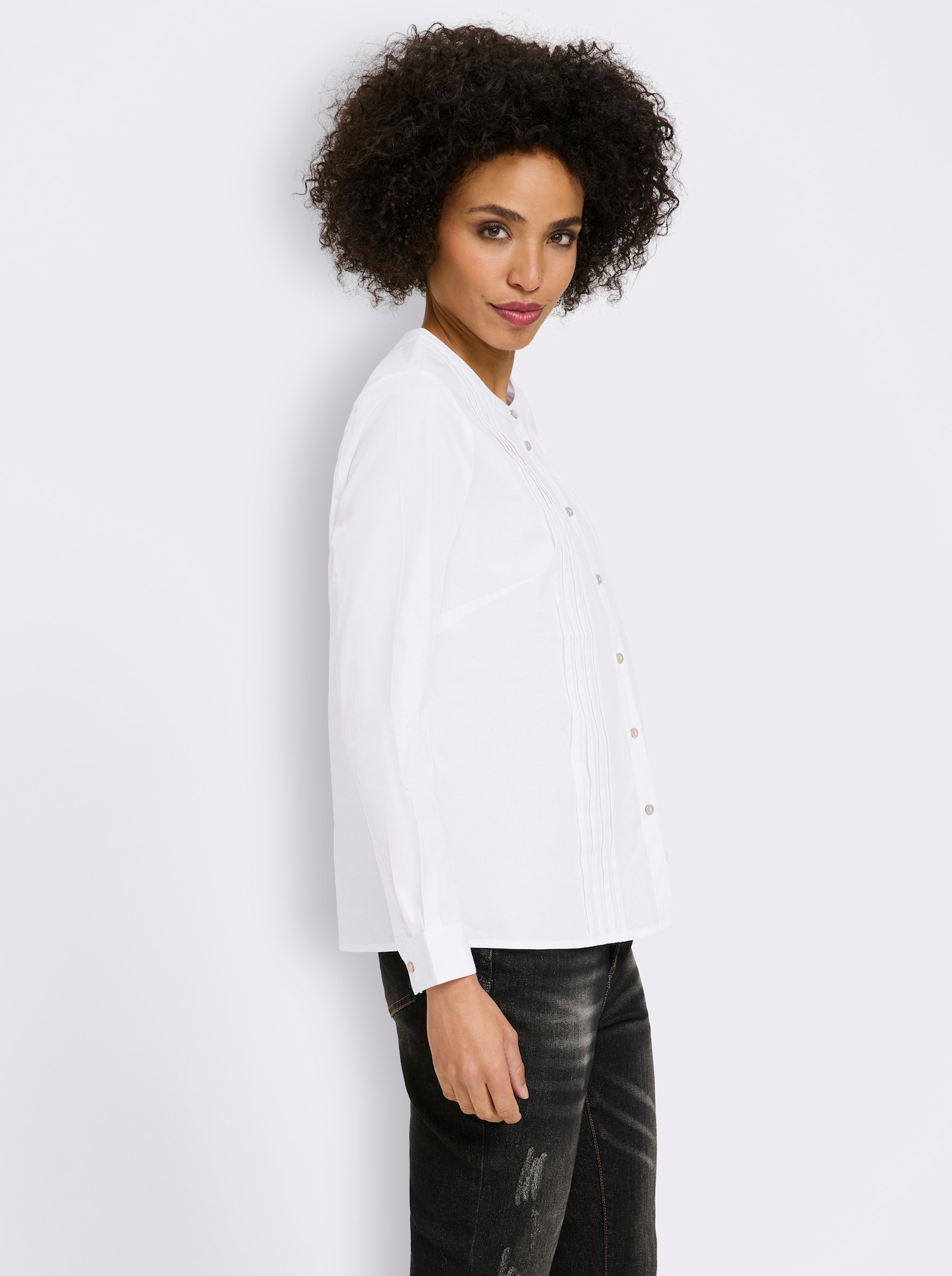 heine Baumwollbluse mit Biesen - ecru