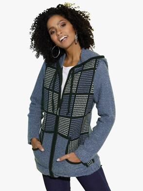 Strickjacke - blau-gemustert