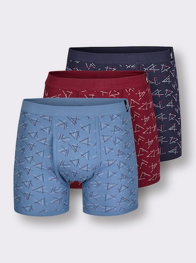 wäschepur men Hose kurz - mittelblau + marine + dunkelrot