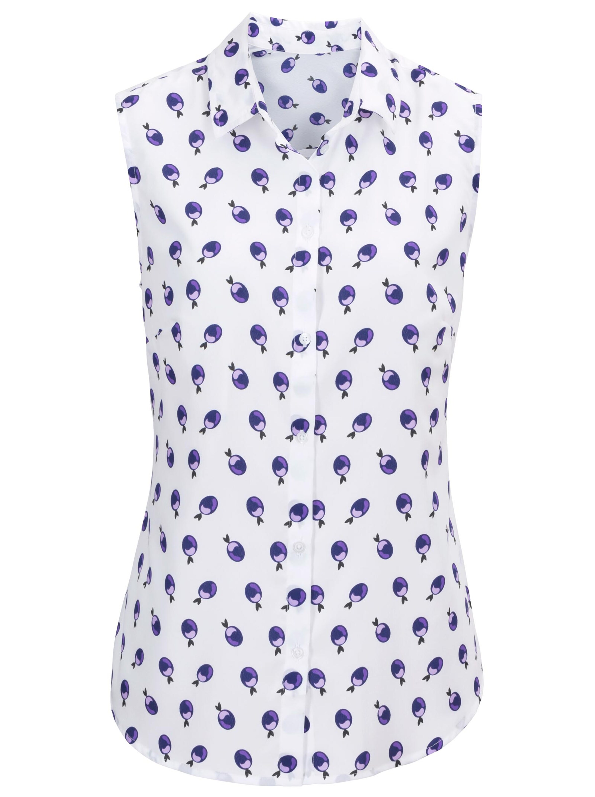 Blusentop - weiß-lila-bedruckt