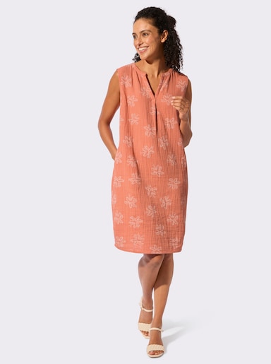 Baumwollkleid - papaya-ecru