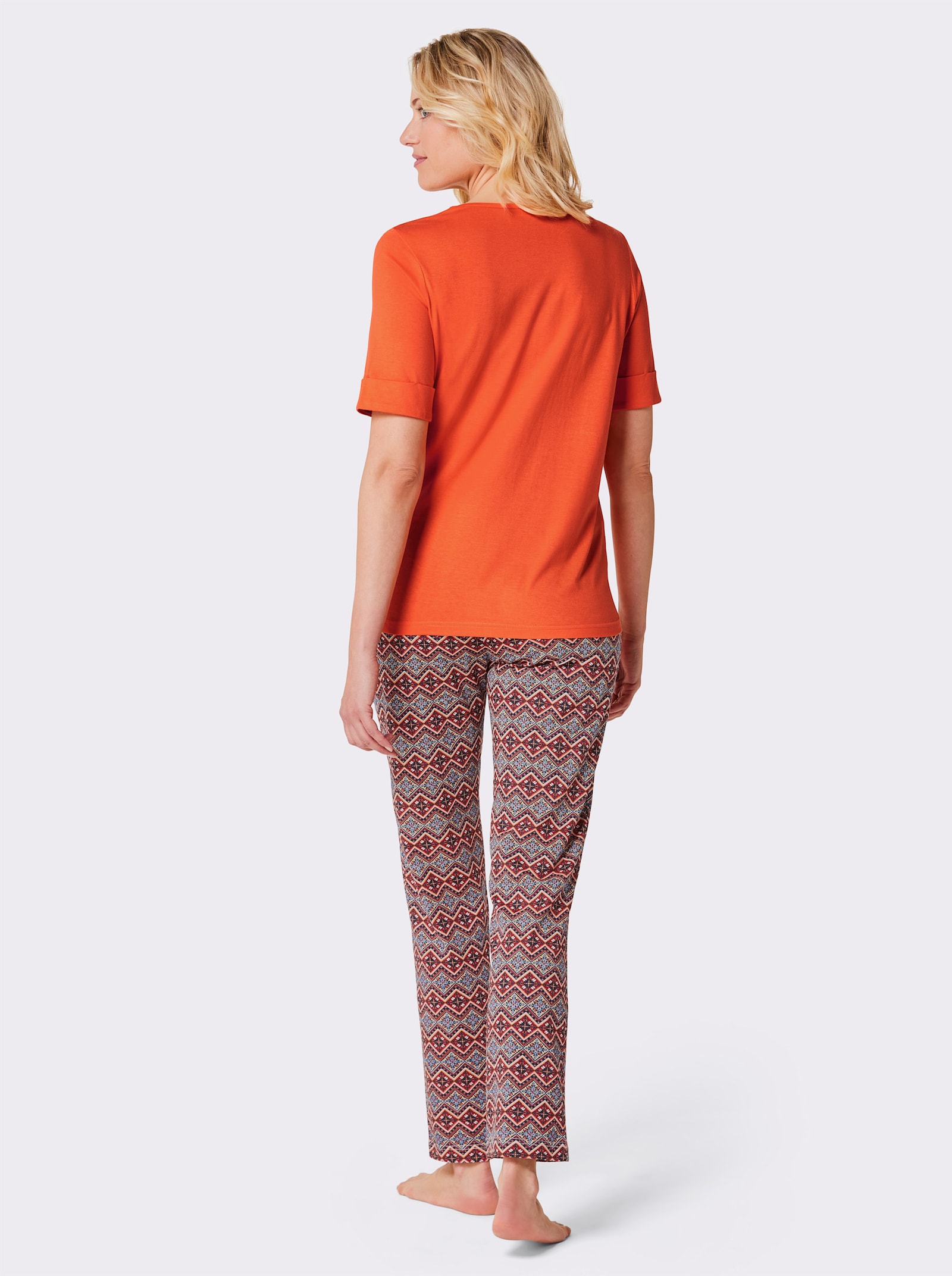 wäschepur Pyjama au motif graphique - orange-marine imprimé