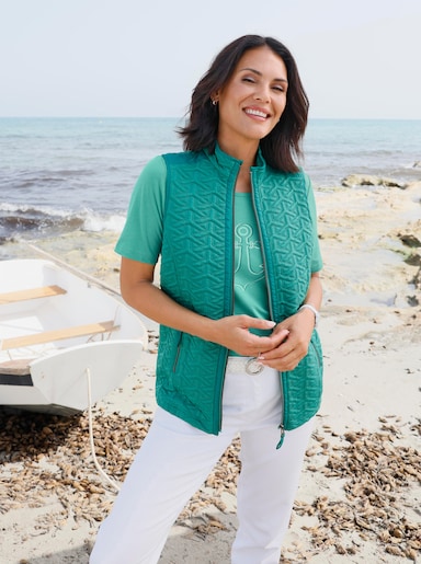 Jerseyweste mit Jacquardmuster - smaragd