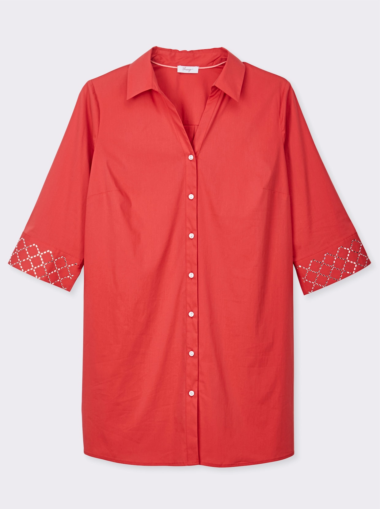 sheego Longbluse in leichter A-Linie - erdbeere