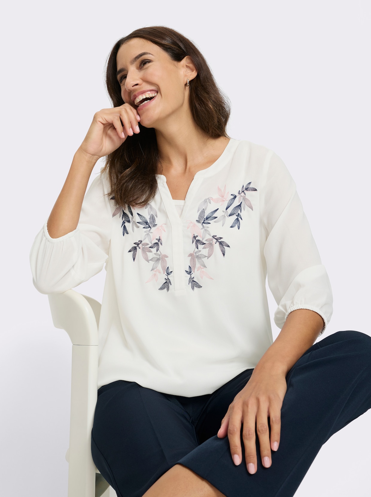 Schlupf-Bluse - ecru