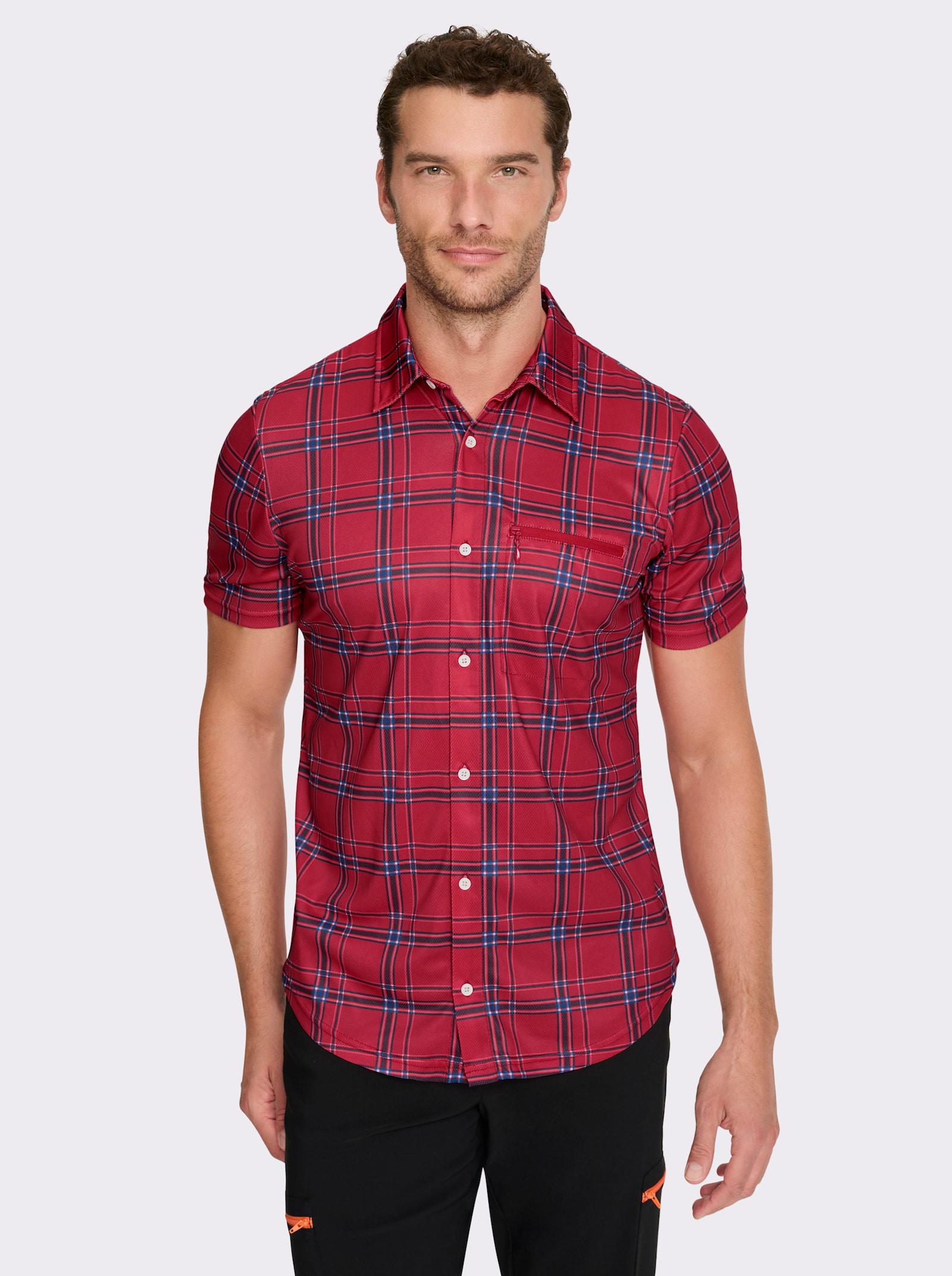 Catamaran Sports Funktionsshirt in Wabenstruktur - rot-kariert