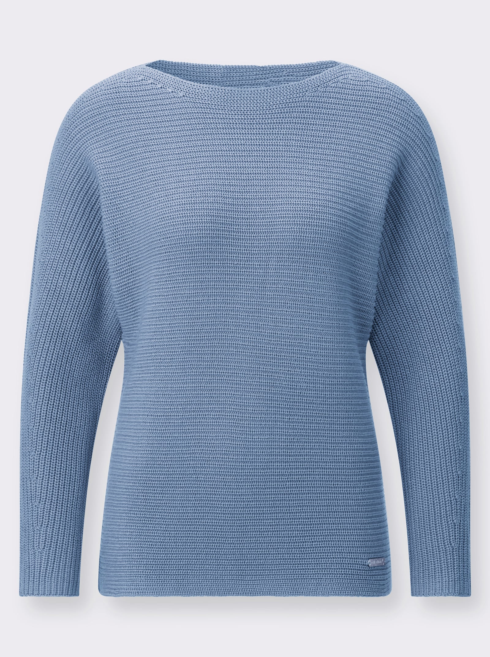 Langarm-Pullover mit U-Boot-Ausschnitt - bleu