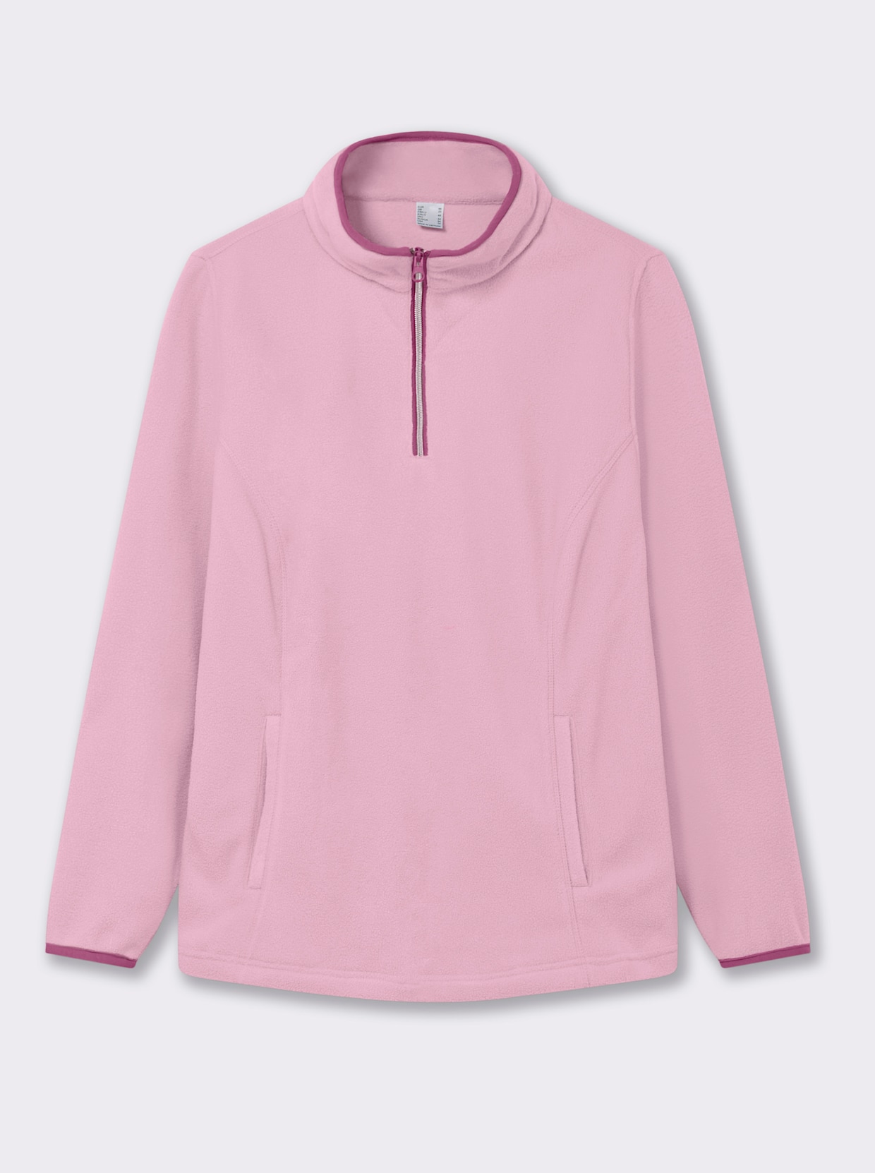 Fleeceshirt mit Stehkragen - rosé