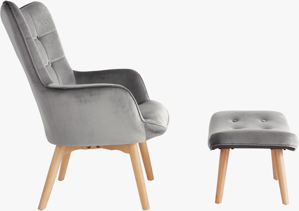 Sessel+Hocker - grau