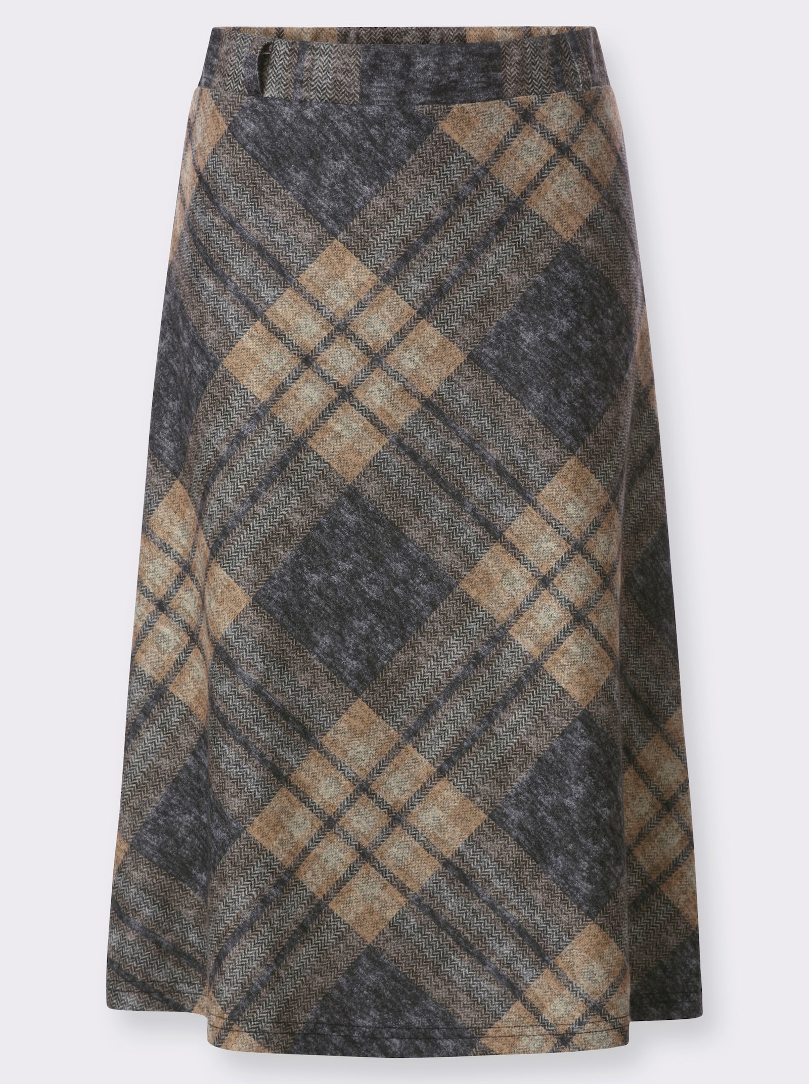 Karorock in Flanell-Optik - camel-schwarz-kariert