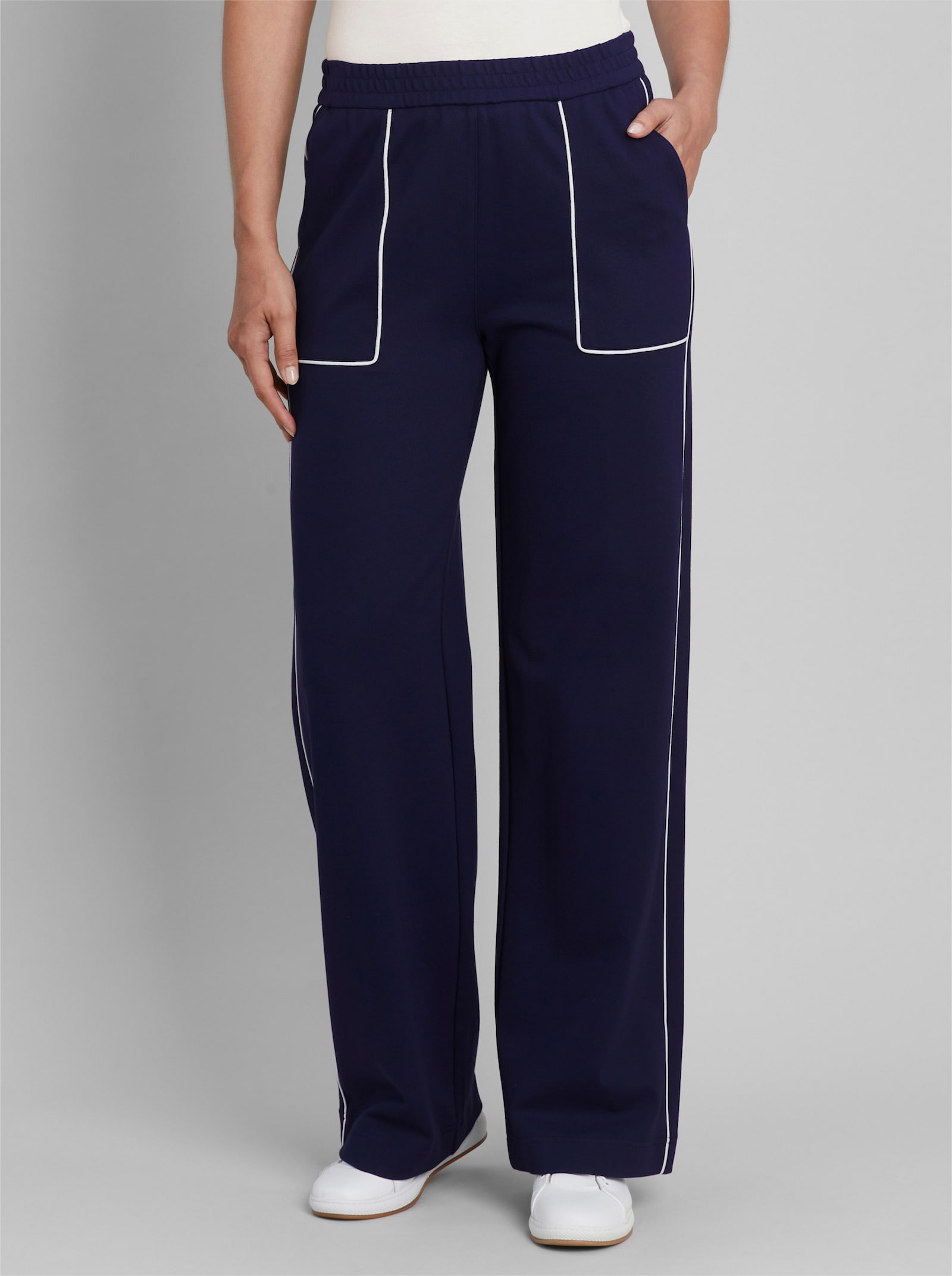 heine Jerseyhose mit Kontrast-Paspeln - marine