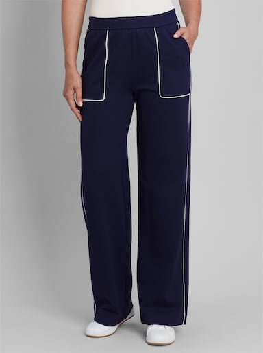 heine Jerseyhose mit Kontrast-Paspeln - marine