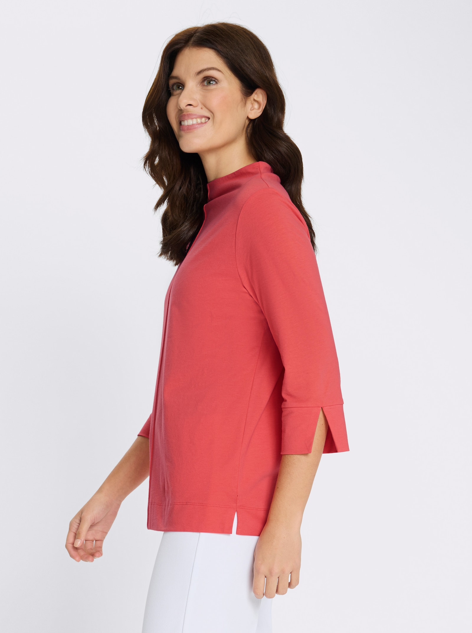 Tričko, 3/4 rukávy, zámiky vpredu - Koralová