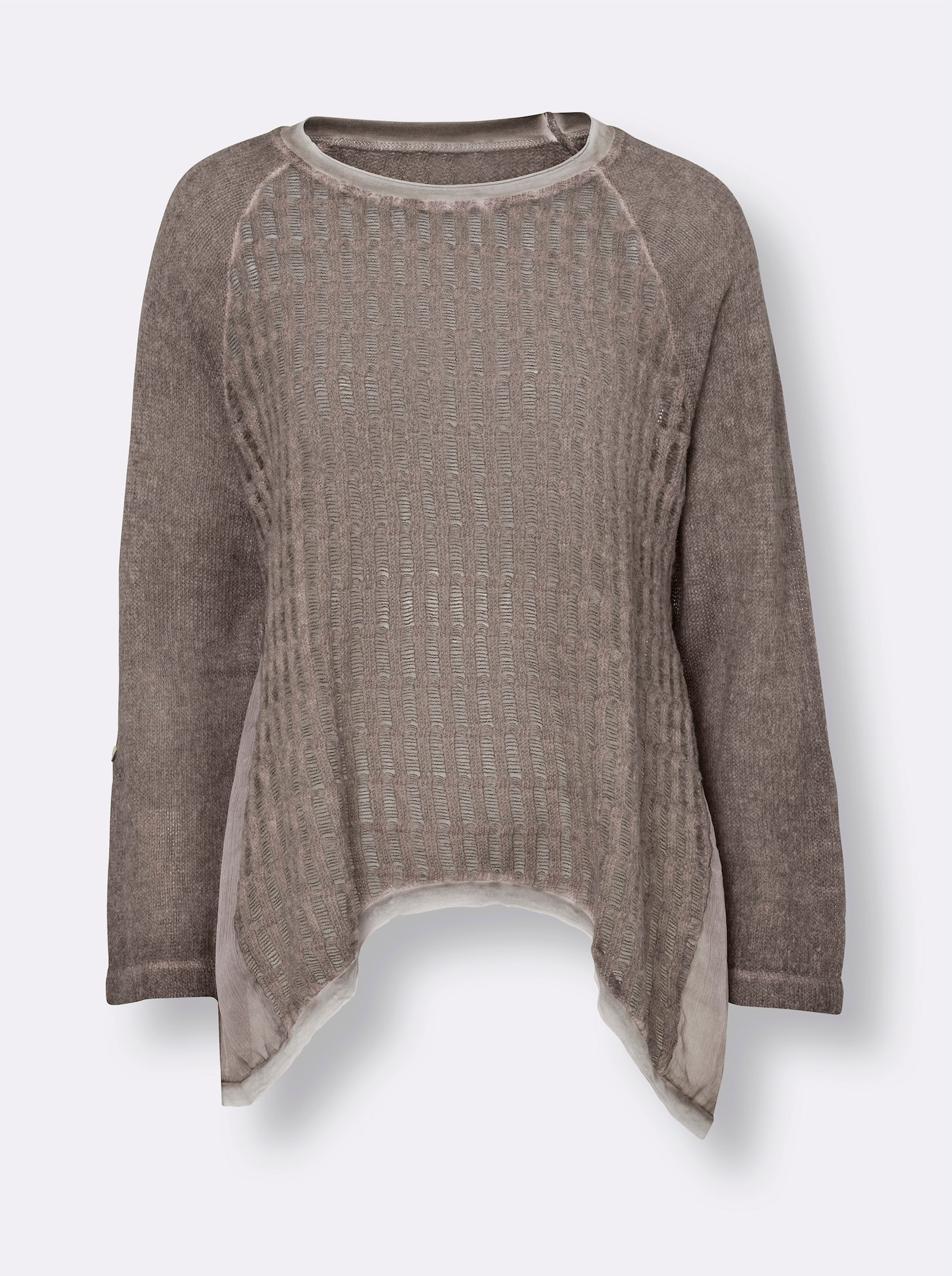 heine Shirt met 3/4-mouwen en chiffoninzetten - taupe