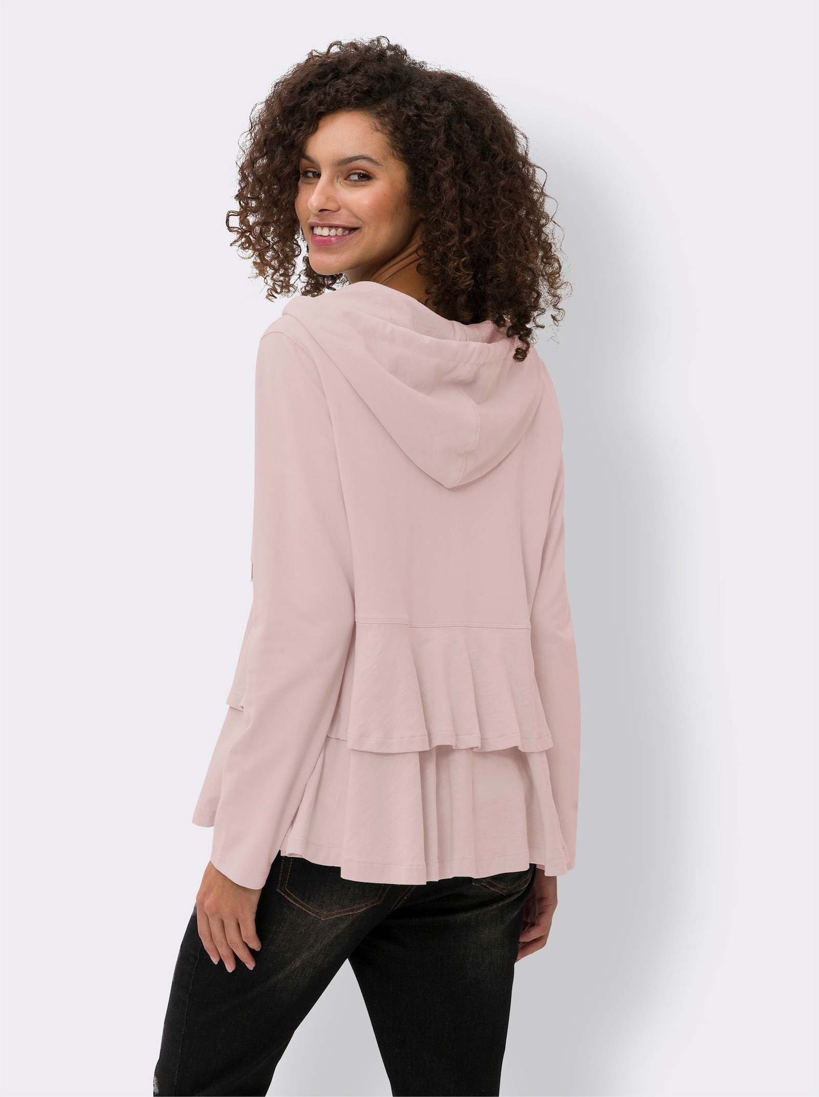 heine Shirtjacke mit Volants - hellrosé
