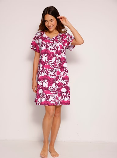 Sommerkleid - ecru-malve-bedruckt
