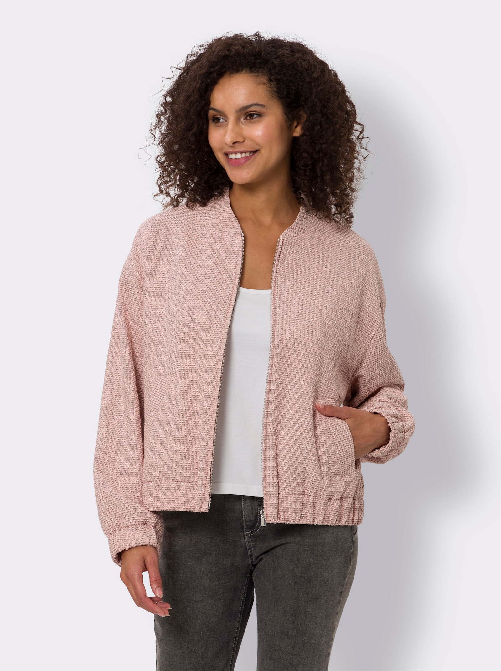 heine Blousonjacke in Bouclé-Qualität - champagner-rosenquarz-meliert