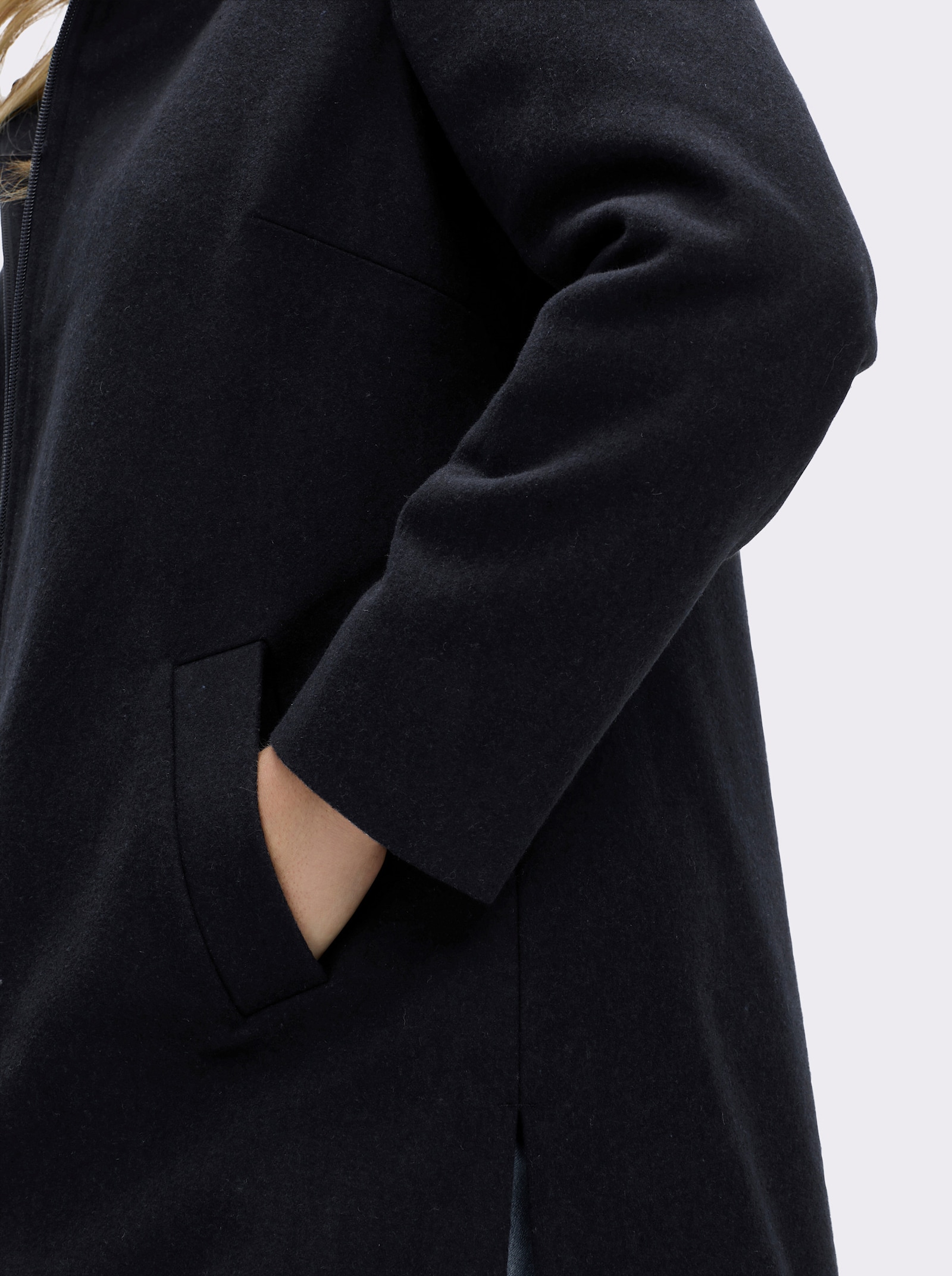 sheego Wintermantel mit Wollanteil - tiefblau