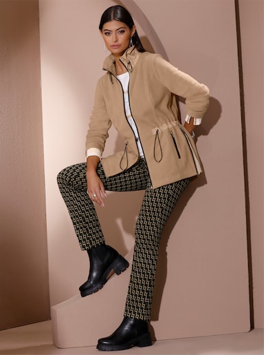 Fleecejacke mit Tunnelzug in der Taille - camel