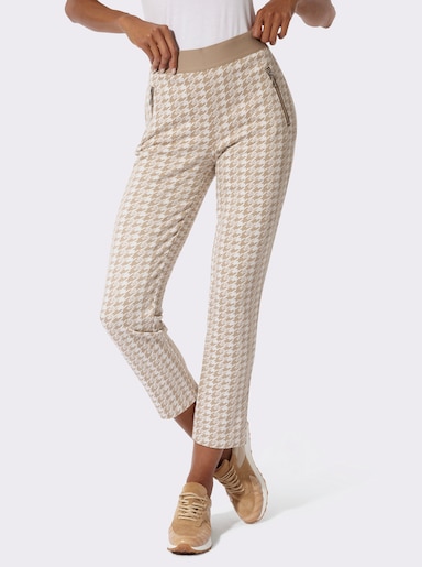 Schlupfhose im Jacquard-Jersey - beige-ecru-gemustert