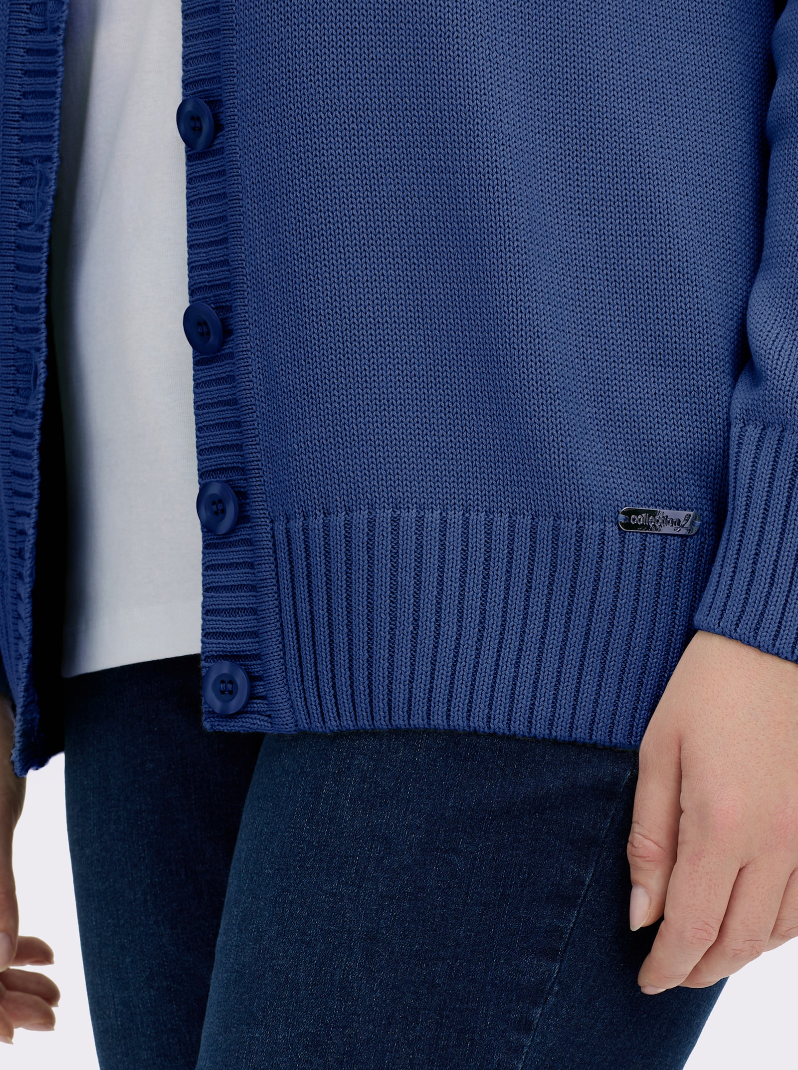 Strickjacke mit farblich abgestimmten Knöpfen - royalblau