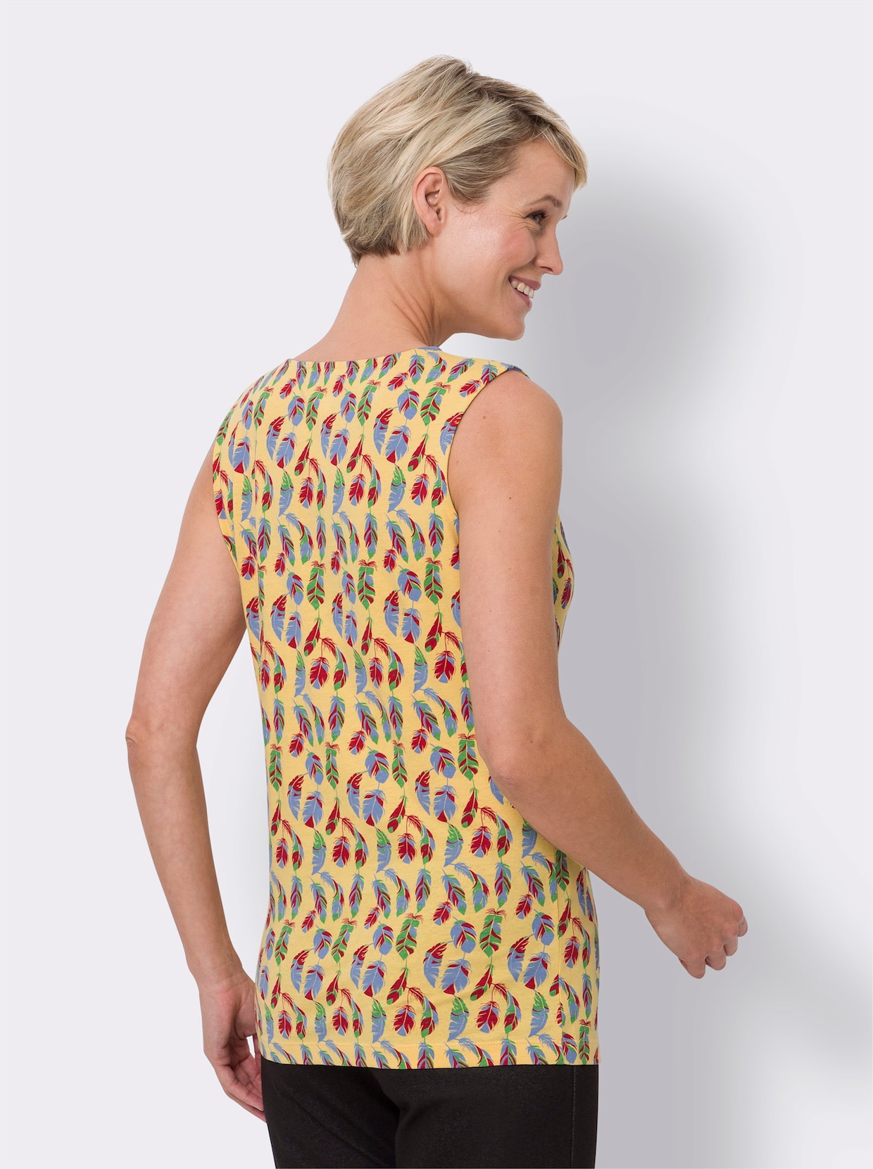 Shirttop - geel/lichtblauw bedrukt