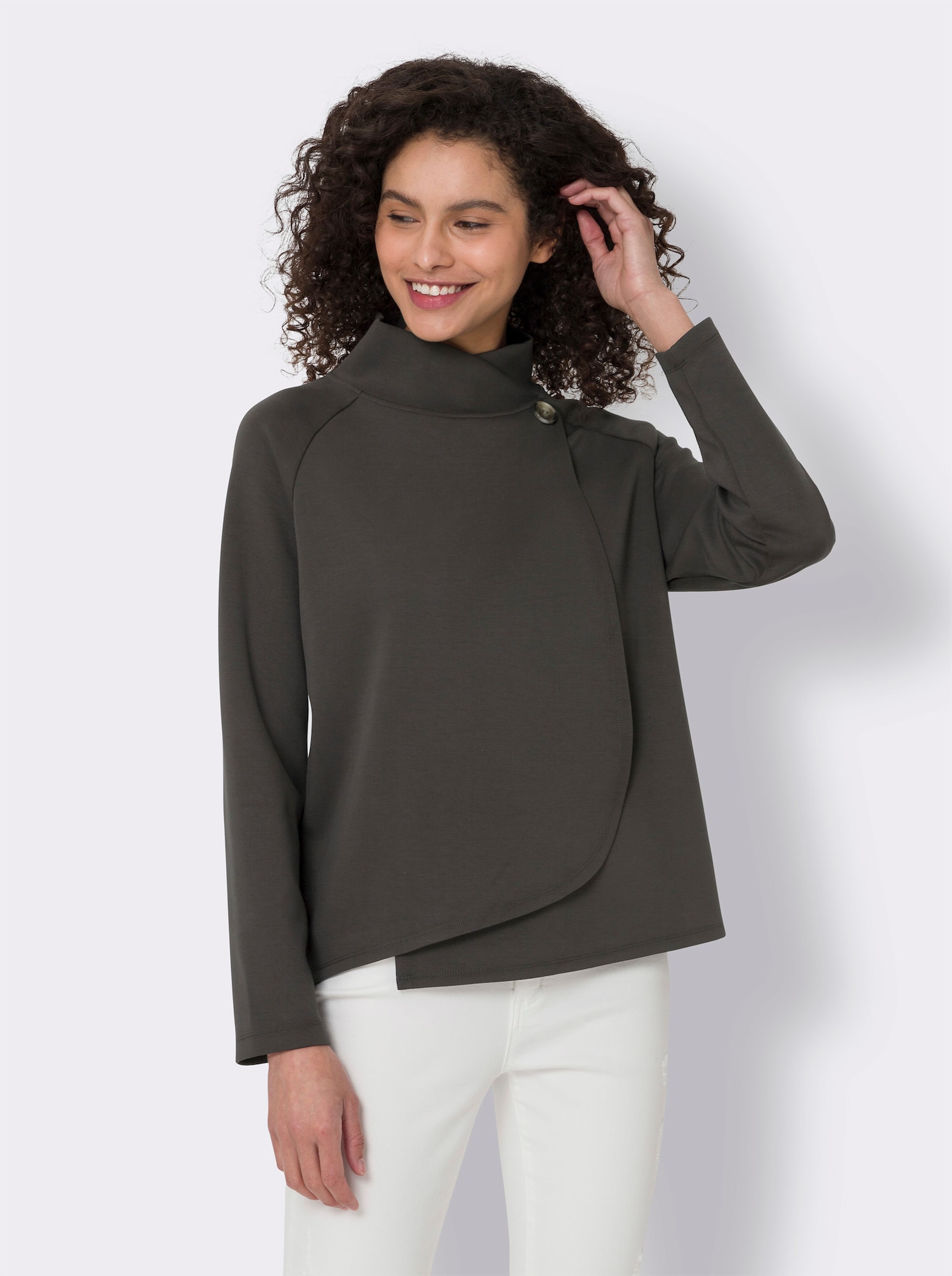 heine Sweatshirt in asymmetrischer Wickel-Optik - graphit