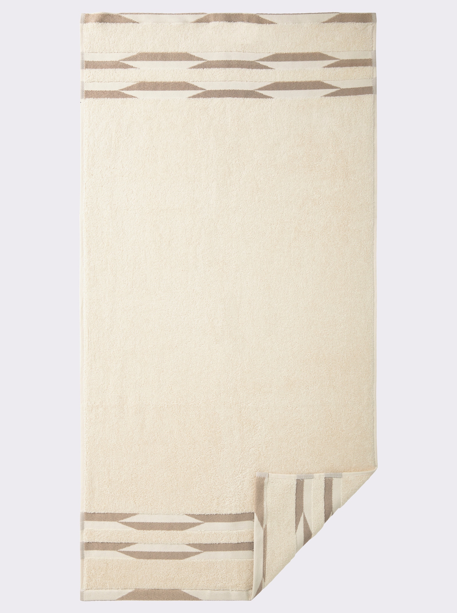 wäschepur Handdoek met 2-kleurige sierrand - champagne