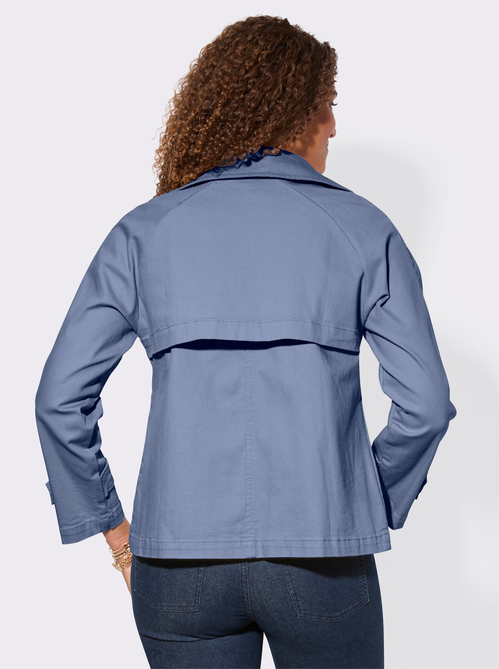 Jacke mit Reverskragen - taubenblau