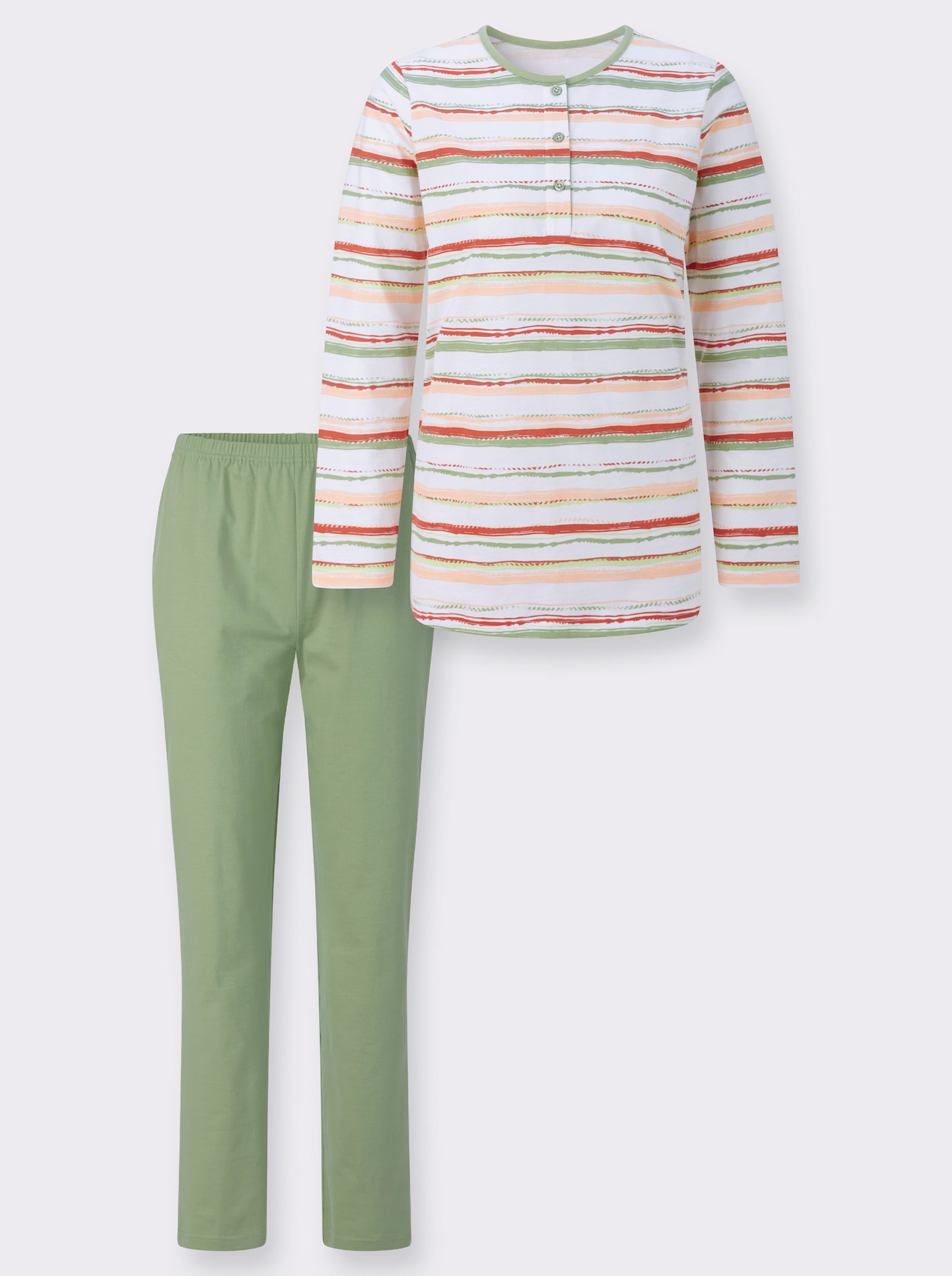 Schlafanzug mit Ringel-Muster - eucalyptus-geringelt