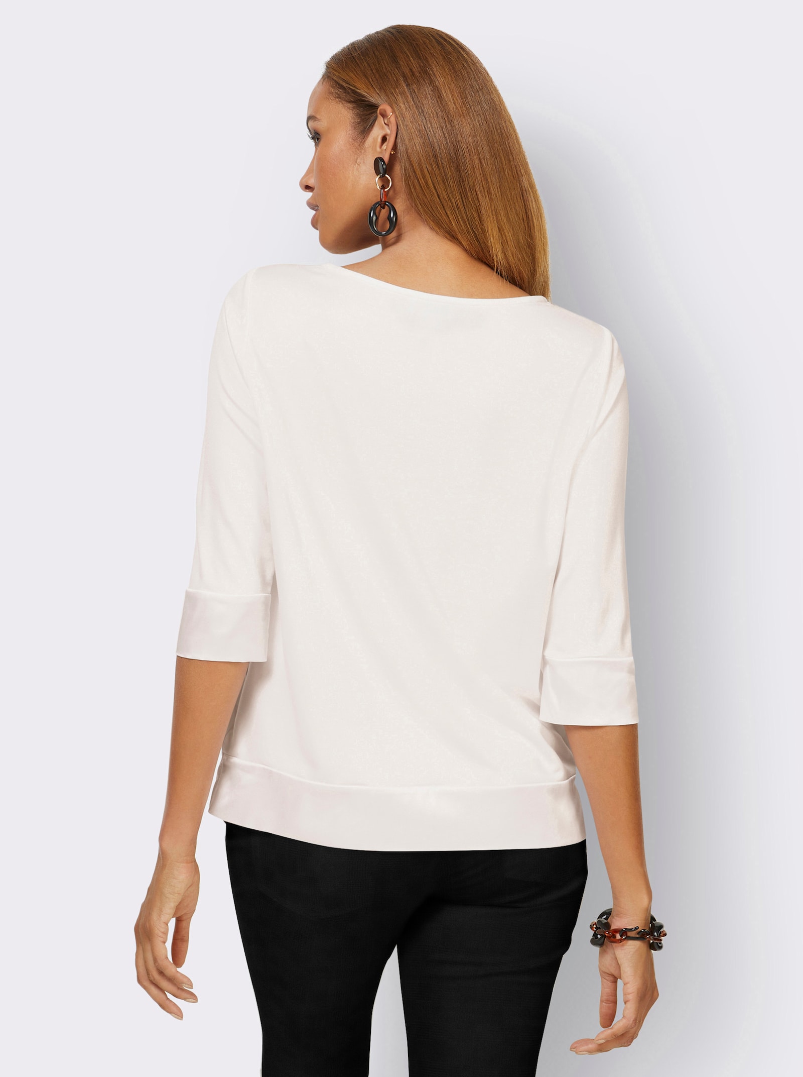  Sweatshirt mit Satin-Besatz - weiß