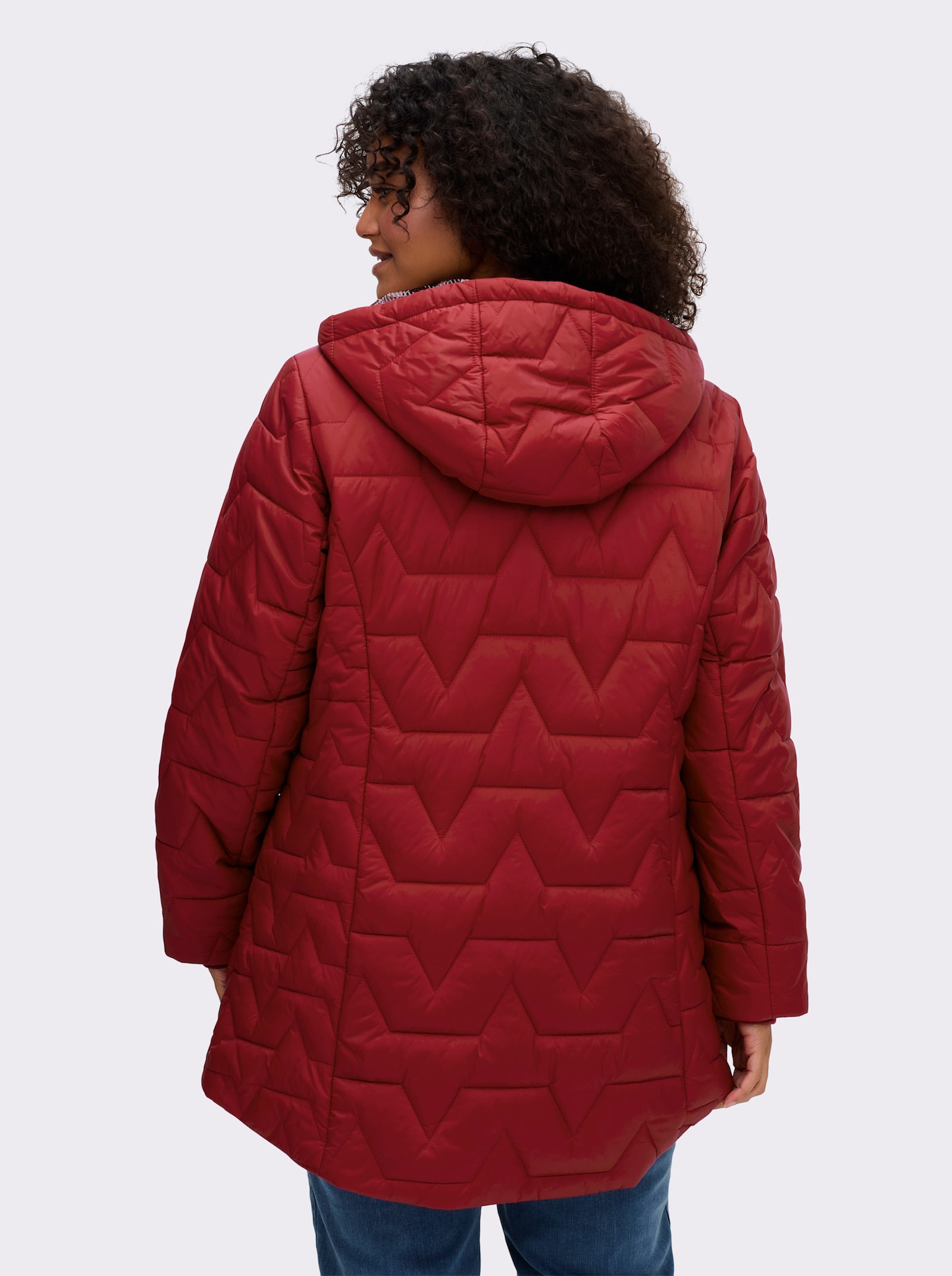 sheego Steppjacke mit kariertem Innenfutter - kirsche